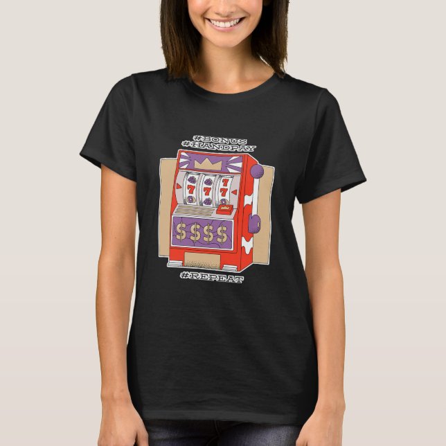 Kortplats Maskin Lucky Casino Bonus T Shirt (Framsida)