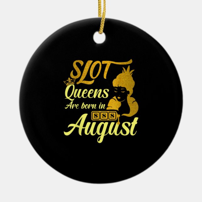 Kortplats Maskin Queen August Birthday Julgransprydnad Keramik (Framsidan)