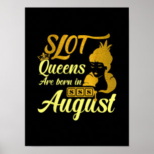 Kortplats Maskin Queen August Birthday Poster