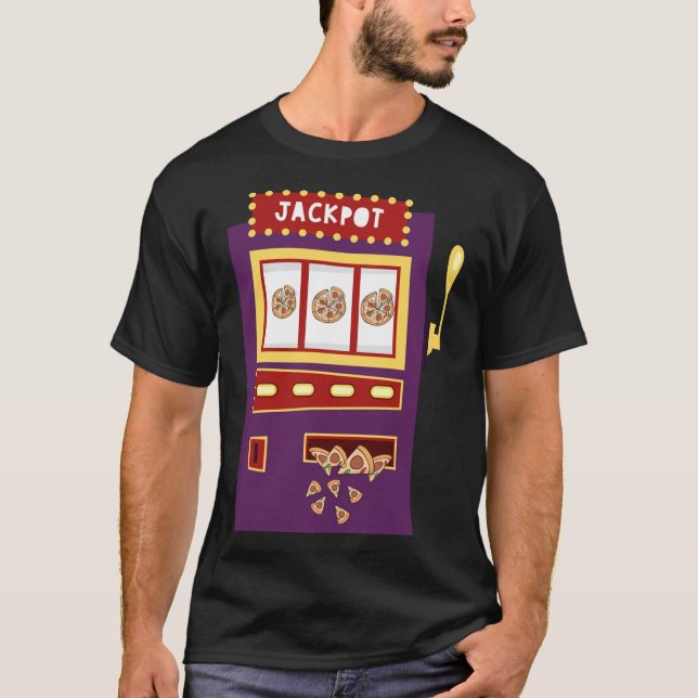Kortplatsen Maskin Pizza Jackpot Funny Gambling Pi T Shirt (Framsida)