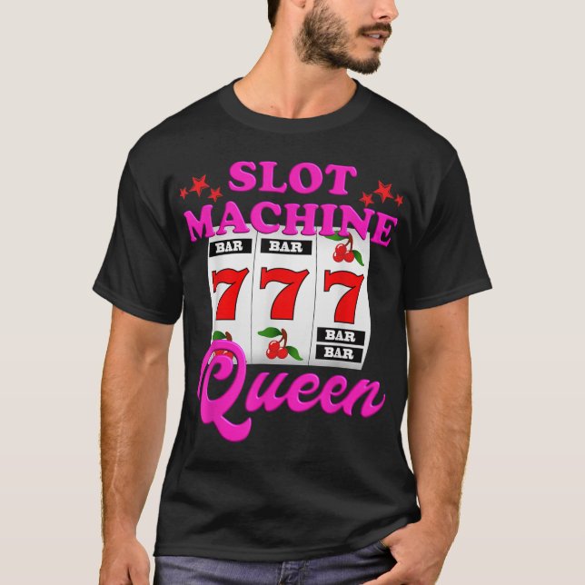 Kortplatsen Maskin Queen Casino Las Vegas Gambling T Shirt (Framsida)
