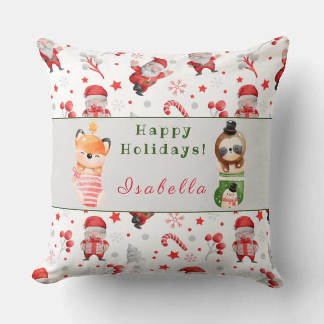 Kortplatser och fox Anpassa text och Namn 20"X20" Kudde (Framsida)