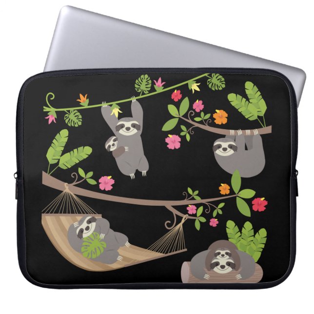 Kortplatser på svart bakgrund laptop fodral (Framsidan)