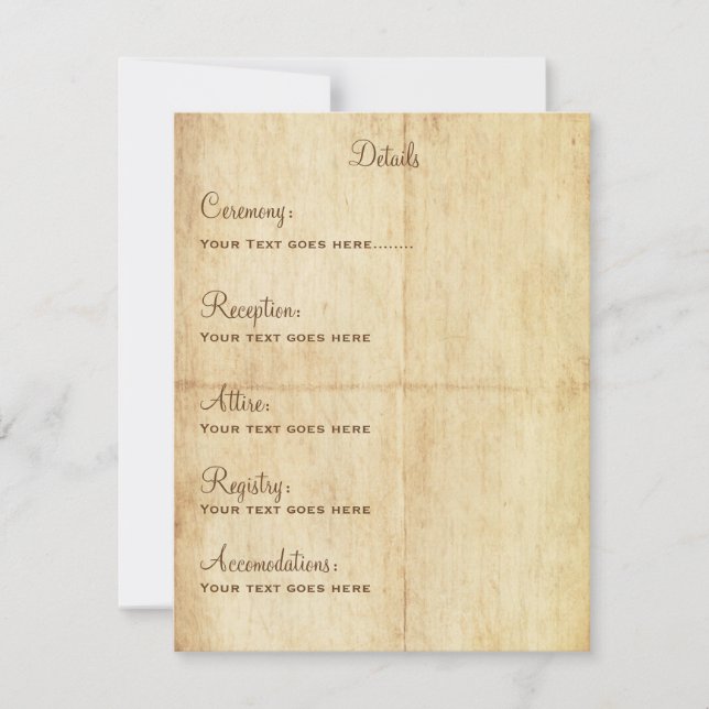 Kortportrit för Fairytalinformation - brunt text Inbjudningar (Framsida)