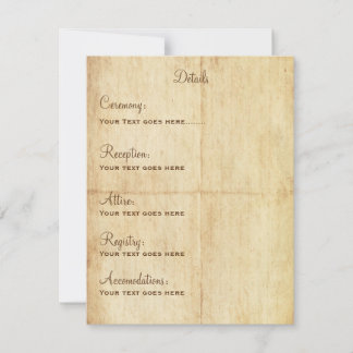 Kortportrit för Fairytalinformation - brunt text Inbjudningar