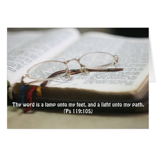 KortPsalm119:105 är Thy ord en lampa Hälsningskort (Framsidan Horizontal)