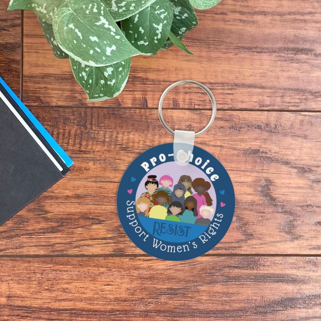 Kortsägg feministisk blå nyckelkedja nyckelring (Pro-choice feminist blue keychain .
)
