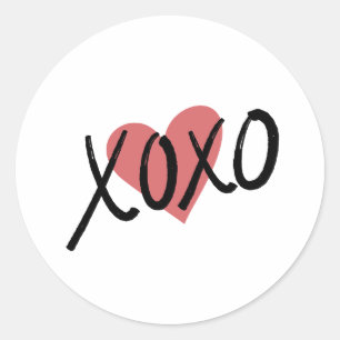 Kortsetikett för XOXO Heart Kärlek Runt Klistermärke