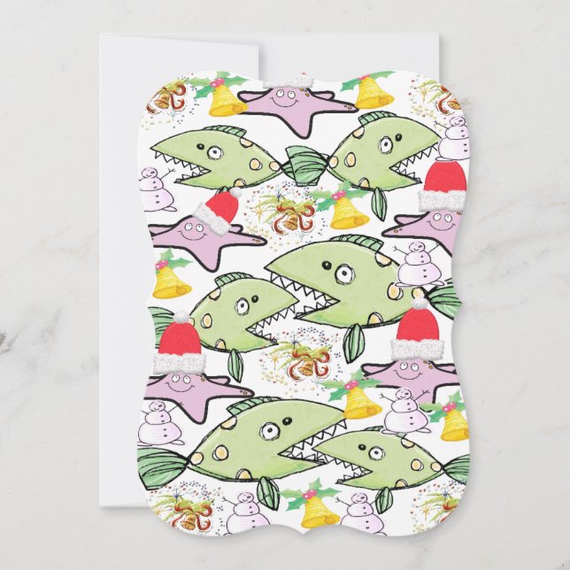 Kortshajen i julklapp i Helgdag Kort (Framsida)