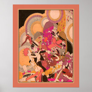 Kortsindelning Art Deco Poster