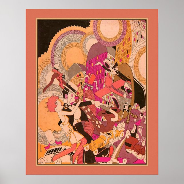 Kortsindelning Art Deco Poster (Framsidan)