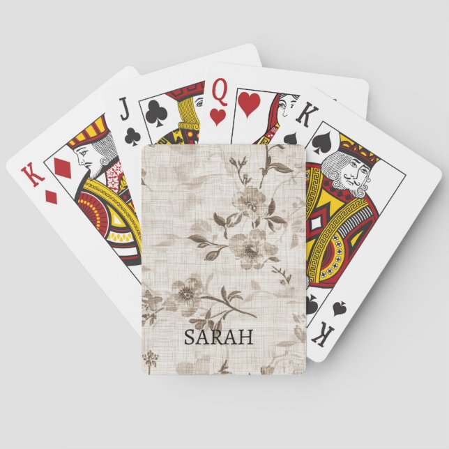 Kortspel med brun Blommigt Casinokort (Baksidan)