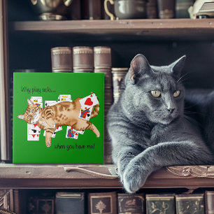 Kortspel med rolig orange tabbykatt för patiens kakelplatta