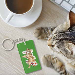 Kortspel med rolig orange tabbykatt som spelar pat