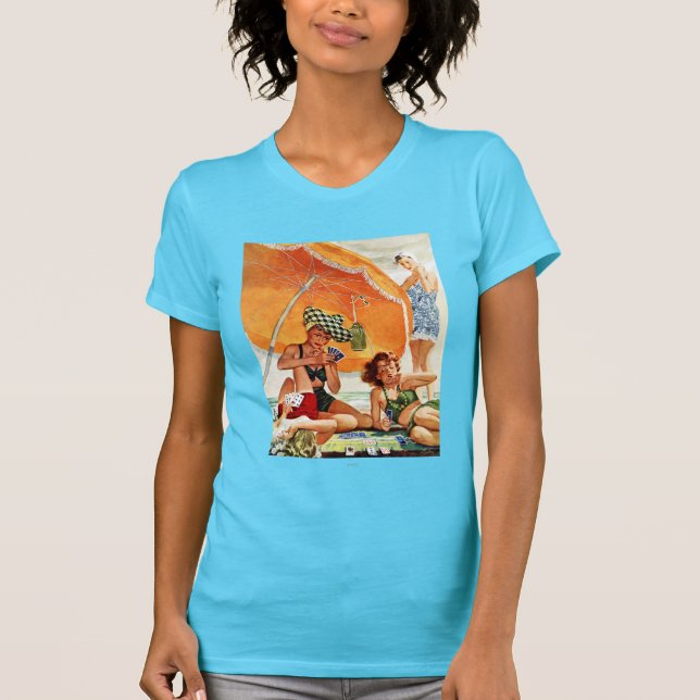 Kortspel vid Beach av Alex Ross T-shirt (Framsida)
