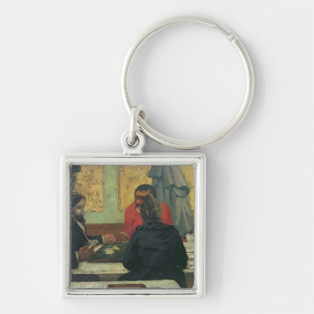 Kortspelare, 1883 fyrkantig silverfärgad nyckelring (Framsidan)