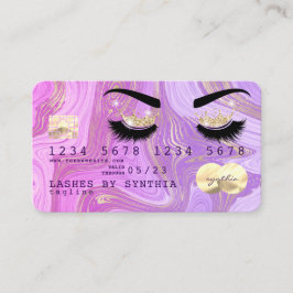 Kortstreck för marmor med skal lila Kredit Visitkort