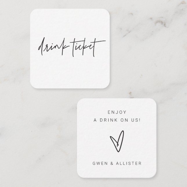 Korttoken för Biljett Bröllop i Mini Pub Free Drin (Fram/baksida)