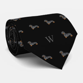 Korv Dachshund Hund Monogram Svart Slips