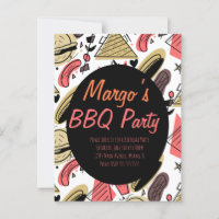 Korv Hamburgare Klotter BBQ Födelsedagsmönster 