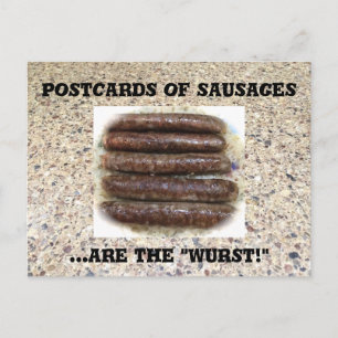 Korv kött, Finny Food Postcard, Postcross Vykort