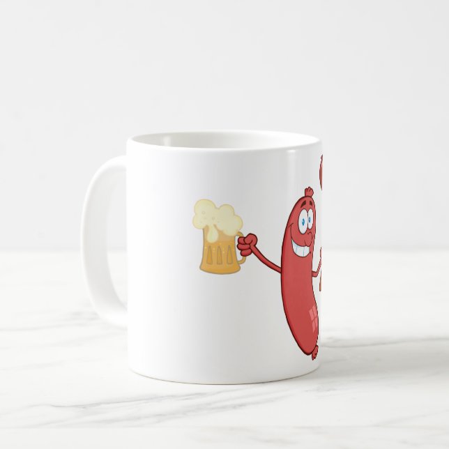 Korv och öl kaffemugg (Framsida vänster)