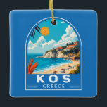 Kos Greece Travel Art Vintage Julgransprydnad Keramik<br><div class="desc">Kos retro-vektorns resedesign. Kos,  en av Greklands Dodekanesiska öar,  är känd för sina rikliga sandstränder. Det är också rik med grekiska och romerska markeringar,  särskilt i och runt Kos Town.</div>