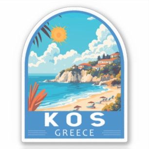 Kos Greece Travel Art Vintage Klistermärken
