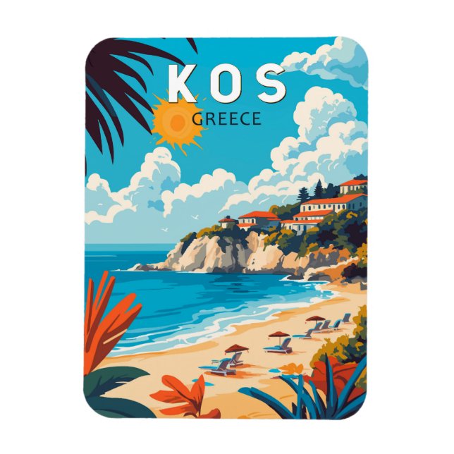 Kos Greece Travel Art Vintage Magnet (Vertikal)
