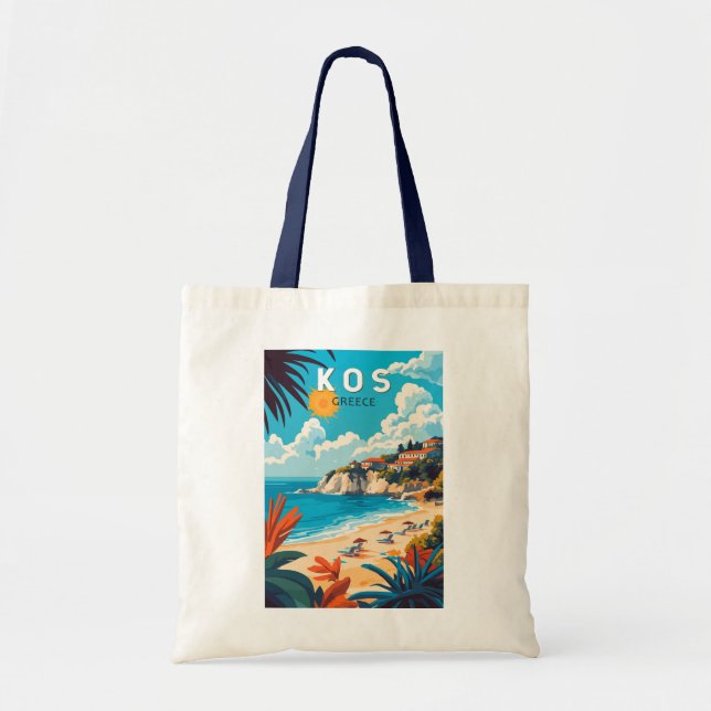 Kos Greece Travel Art Vintage Tygkasse (Framsidan)