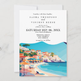 Kos Greece Wedding Invitation Retro Inbjudningar