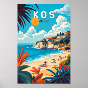 Kos Grekland Resa Konst Vintage Poster