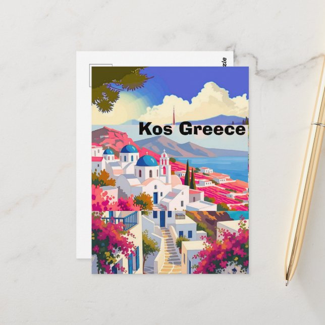 Kos Reseminnets Konst, Kos Grekland Resekonst Kos Vykort (Fram/Back In Situ)