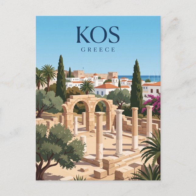 Kos stad Grekland Vykort (Framsida)