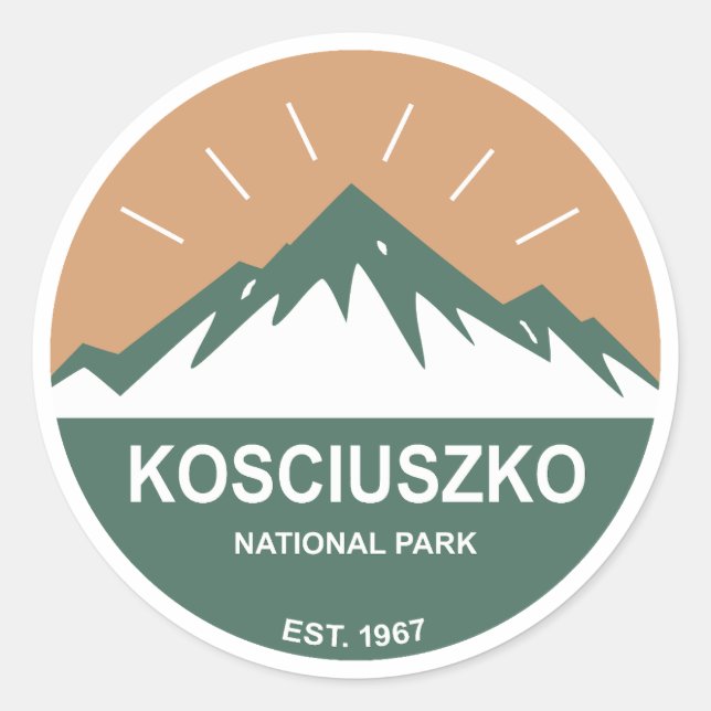 Kosciuszko nationalpark runt klistermärke (Framsida)