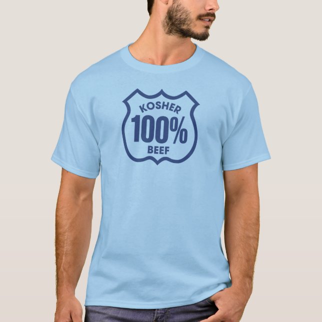 Kosher 100% Beef T-Shirt – Rolig judisk mat humor (Framsida)