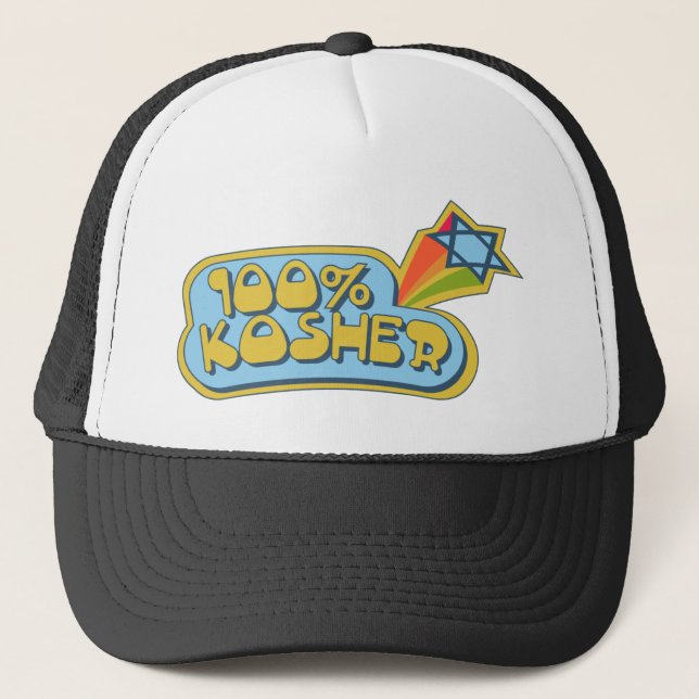 Kosher 100% - judisk hebréisk humor keps (Framsida)