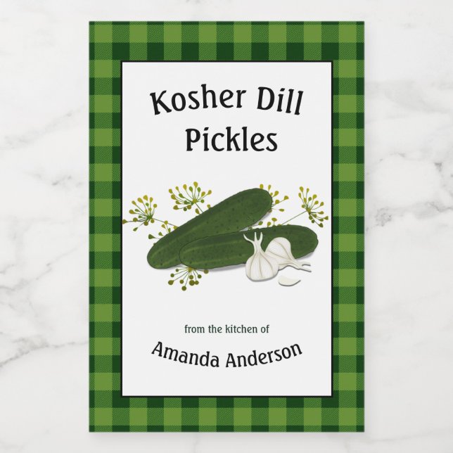 Kosher Dill Pickles Play V Food Label Mat Etikett (Singel etikett)