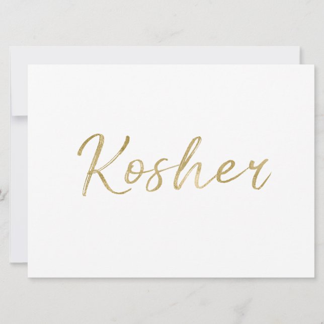 ’Kosher’ Food Sign | Snyggt Guld Hand Lettered (Framsida)