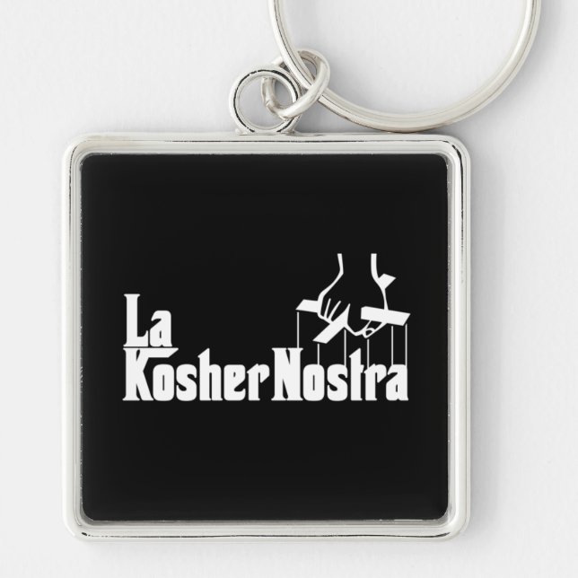Kosher Nostra Fyrkantig Silverfärgad Nyckelring (Framsidan)