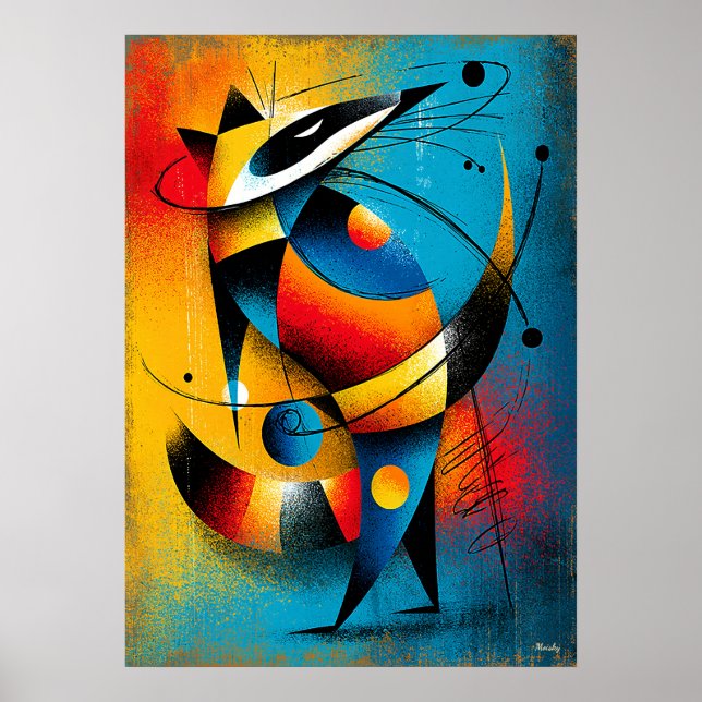 Kosmask Tvättbjörn – Modern Abstrakt Geometrisk Vä Poster (Framsidan)