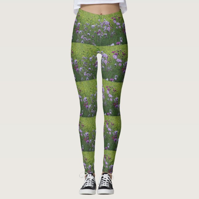 Kosmea, Vild Flowers och rapsfrön Fält Legging (Framsida)