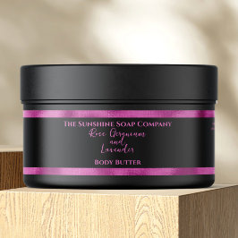 Kosmetics Burk-etikett - Black and Fuchsia Foil Etikettband