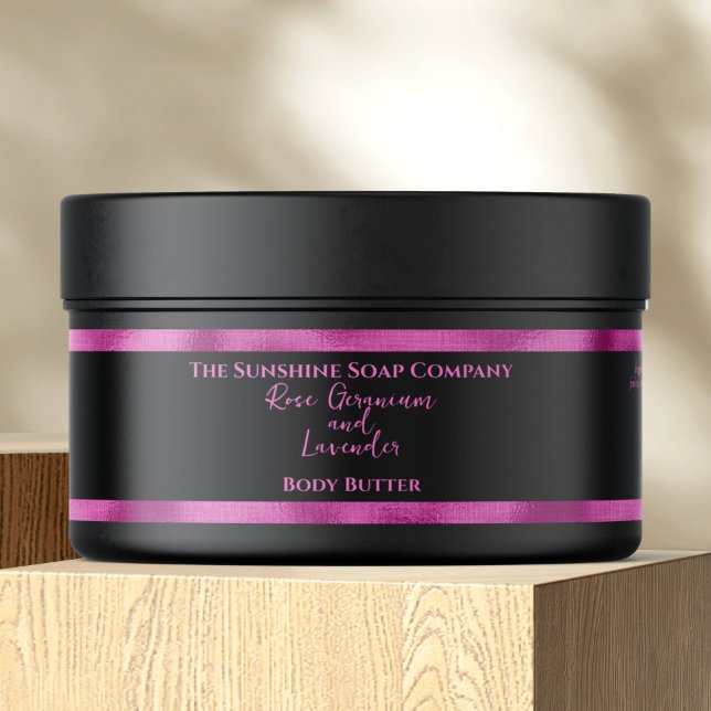 Kosmetics Burk-etikett - Black and Fuchsia Foil Etikettband (Skapare uppladdad)