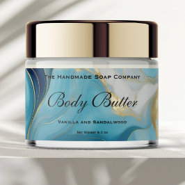 Kosmetik Burk-etikett - Blue Marble och Guld Vattenflaska Etikett
