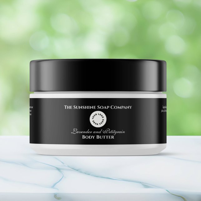 Kosmetik Burk-etikett - svart med logotyp Etikettband (Skapare uppladdad)