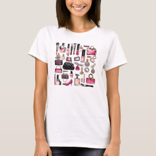 Kosmetik Makeup-borstar Nailpolish Lipstick T Shirt