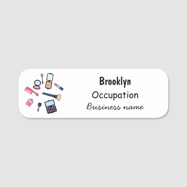 Kosmetik/tecknad för konfektion namnbricka (Framsida)