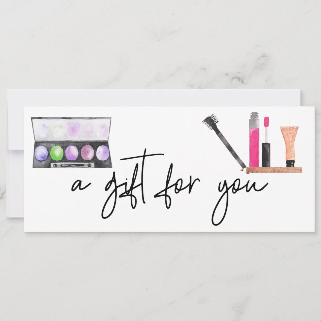 Kosmetika Gift Certificate Watercolor Makeup Inbjudningar (Framsida)