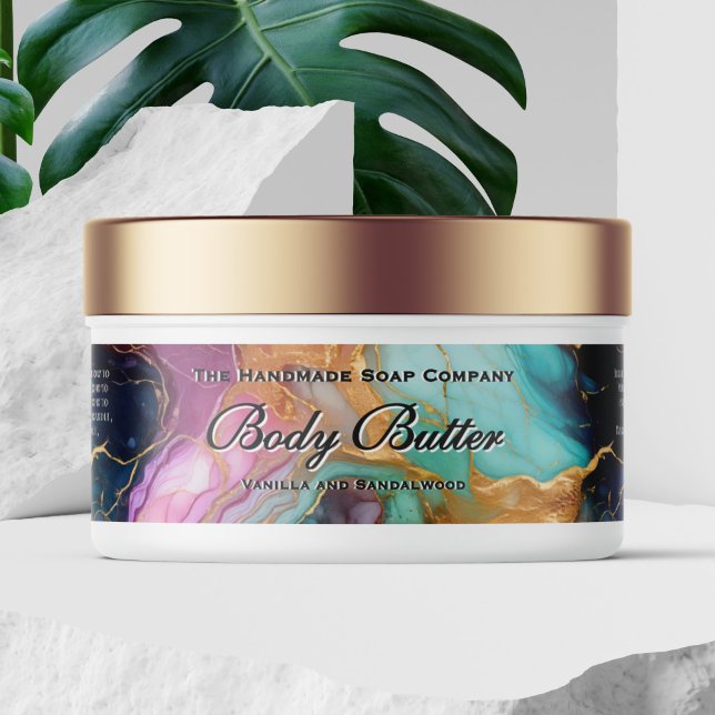 Kosmetikaetikett Burk - Teal, Blue, Magenta och Gu Etikettband (Skapare uppladdad)